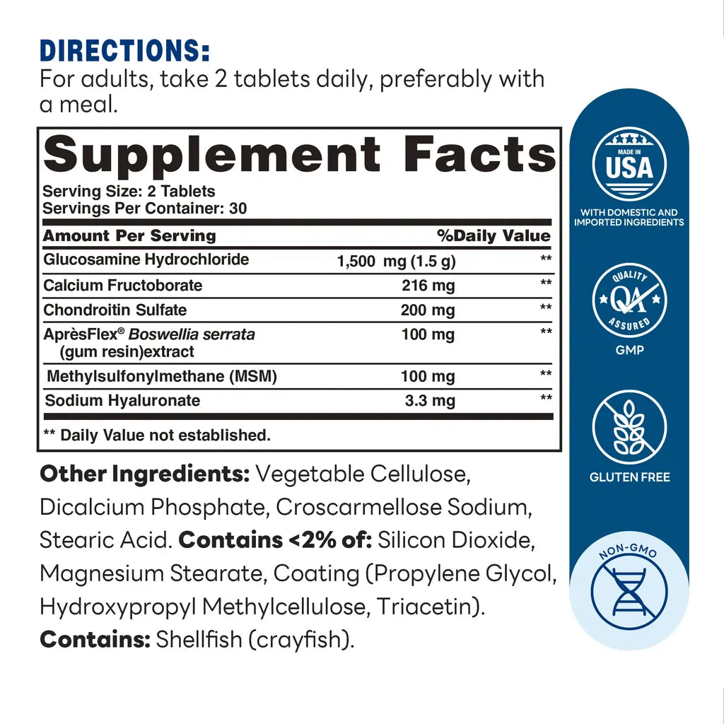 Joint Mover Premium with AprèsFlex® Tablet | 60ct - Supplement Facts