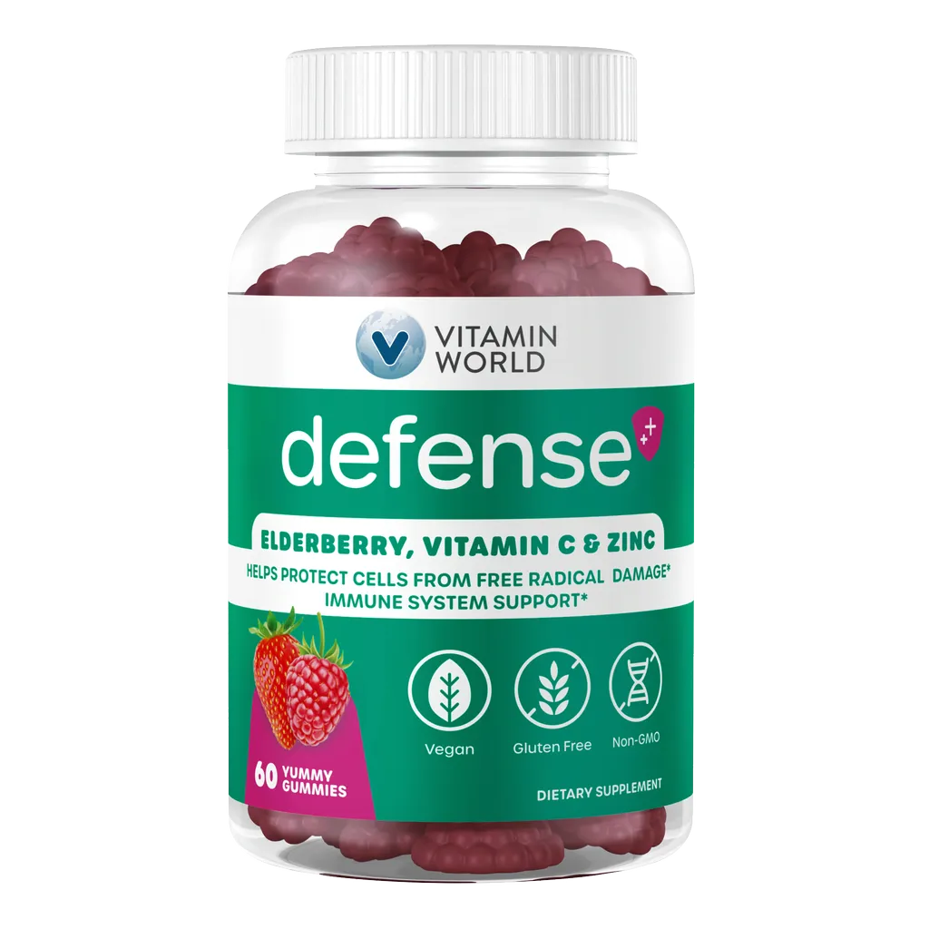 Defense Elderberry Immune Support Gummies - 60 Gummies - Helps Protect Cells from Free Radical Damage, Immune System Support