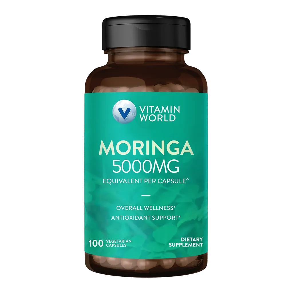 Moringa 5000mg - 100 Vegetarian Capsules - Overall Wellness, Antioxidant Support