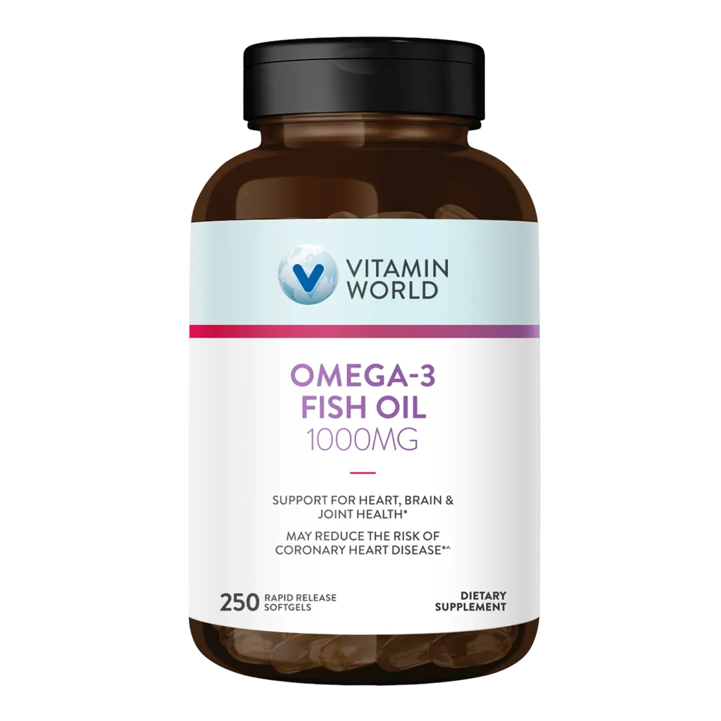 Omega-3 Fish Oil 1000MG - 250 ct - Support for Heart, Brain & Joint Health, May Reduce the Risk of Coronary Heart Disease