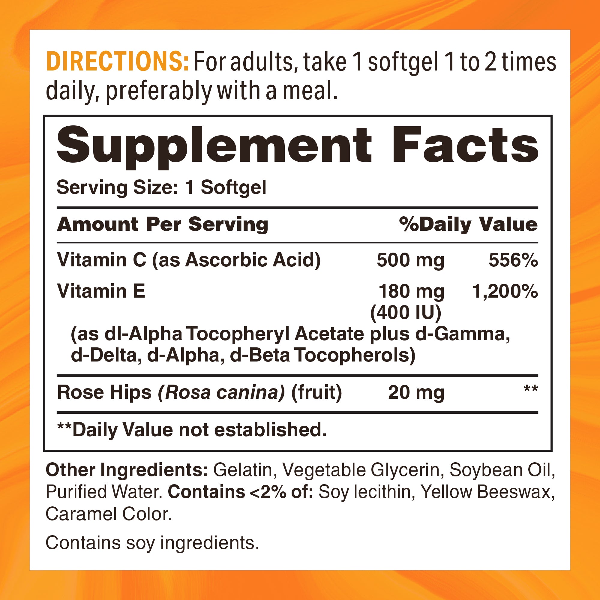 Vitamins C & E with Rose Hips - Supplement Facts