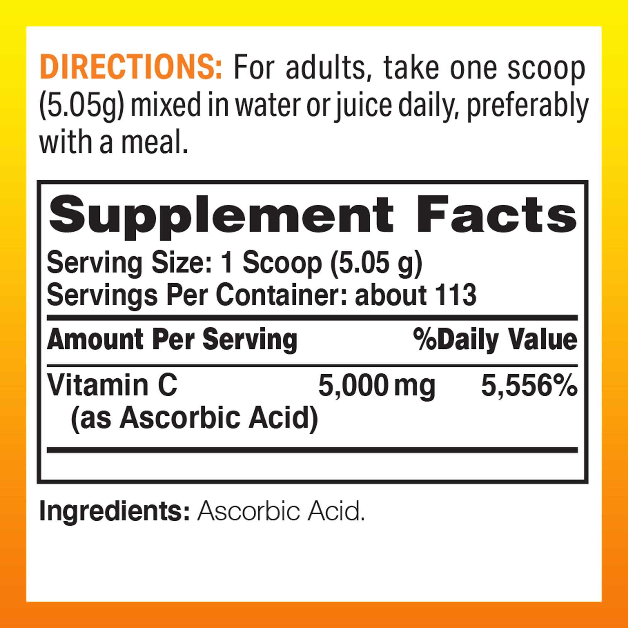 Vitamin C Crystals 5000 mg.