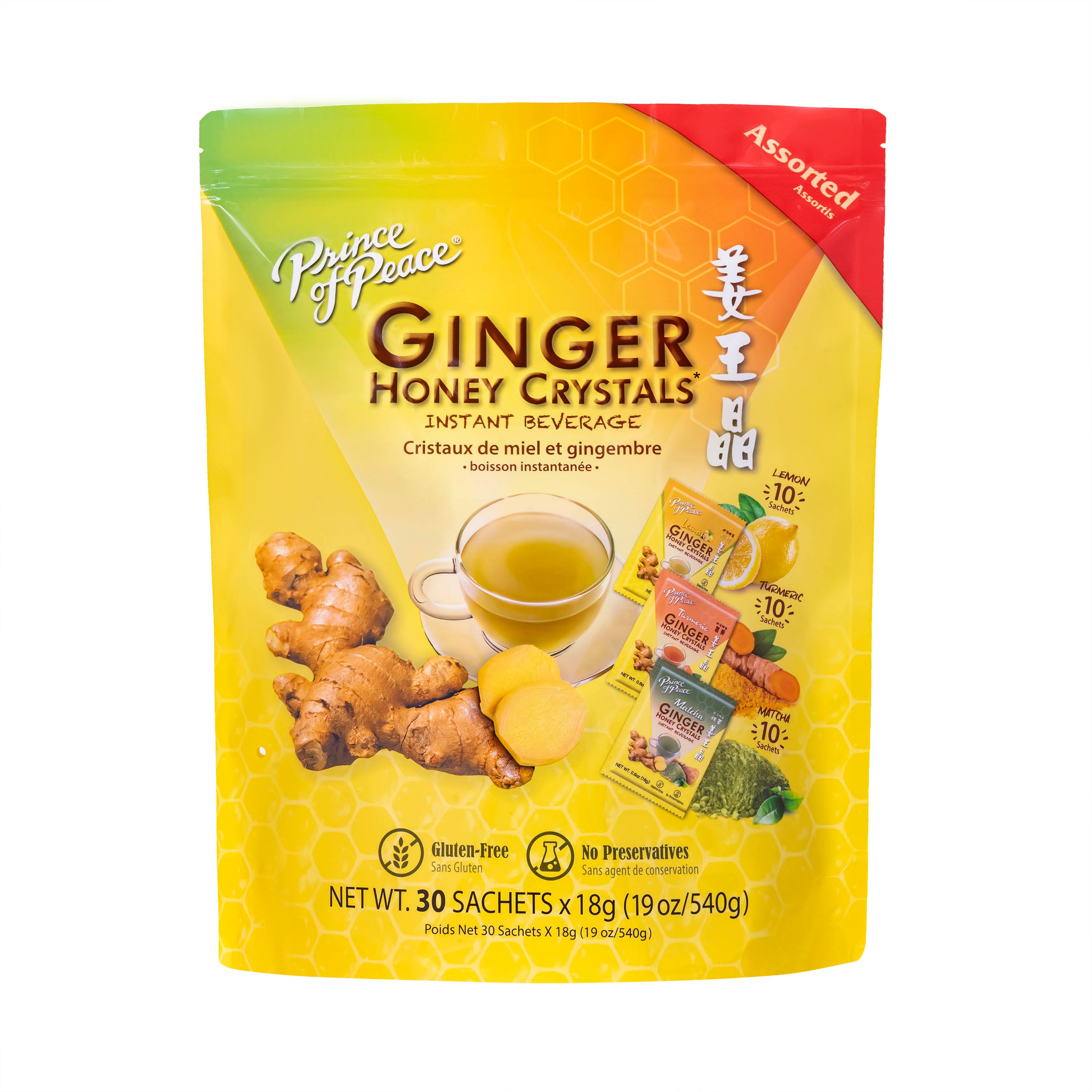 Prince of Peace Instant Ginger Honey Crystals, 30 Sachets