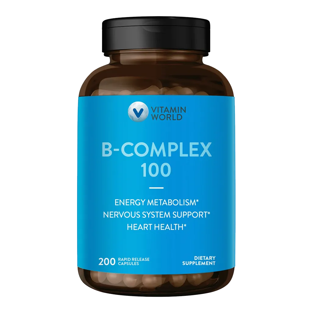 B-Complex 100 - Energy Metabolism, Nervous System Support and Heart Health - 200 Capsules