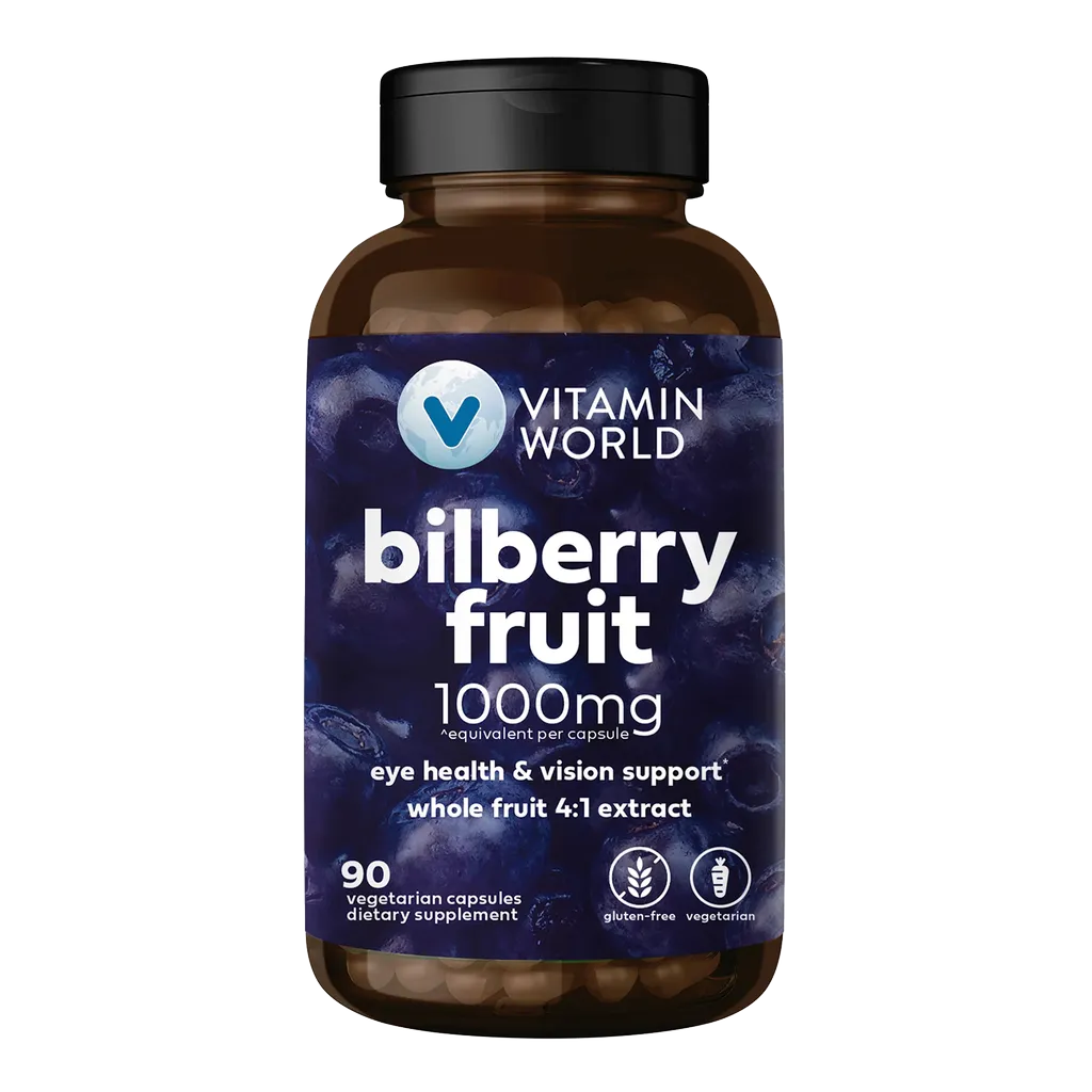 Bilberry Fruit 1000mg 90ct - Eye Health and Vision Support