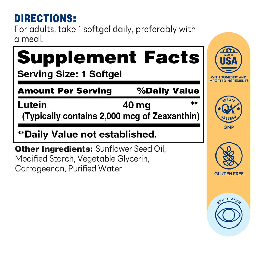 Lutein 40MG Rapid Release Softgels - Supplement Facts