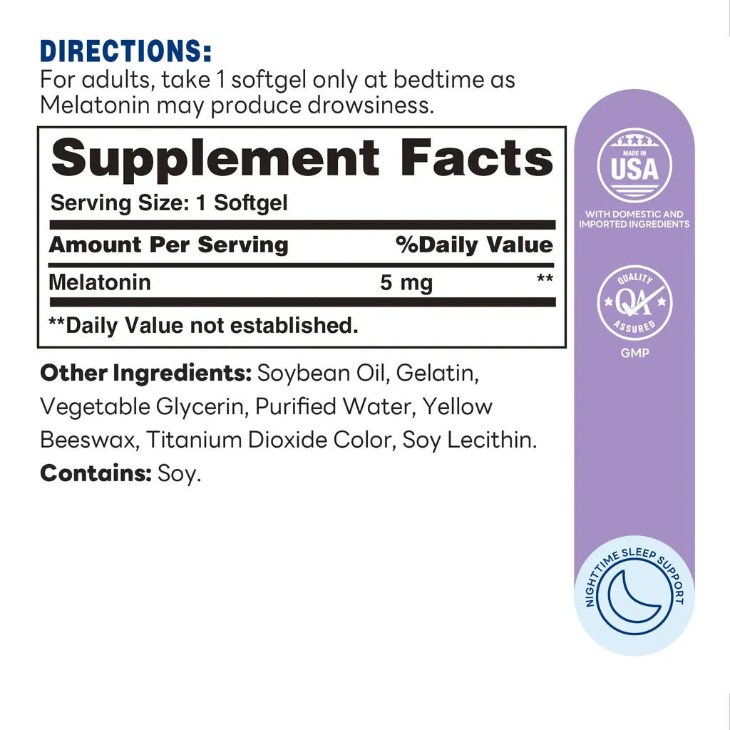 Melatonin 5mg | Vitamin World | Softgel | 60ct