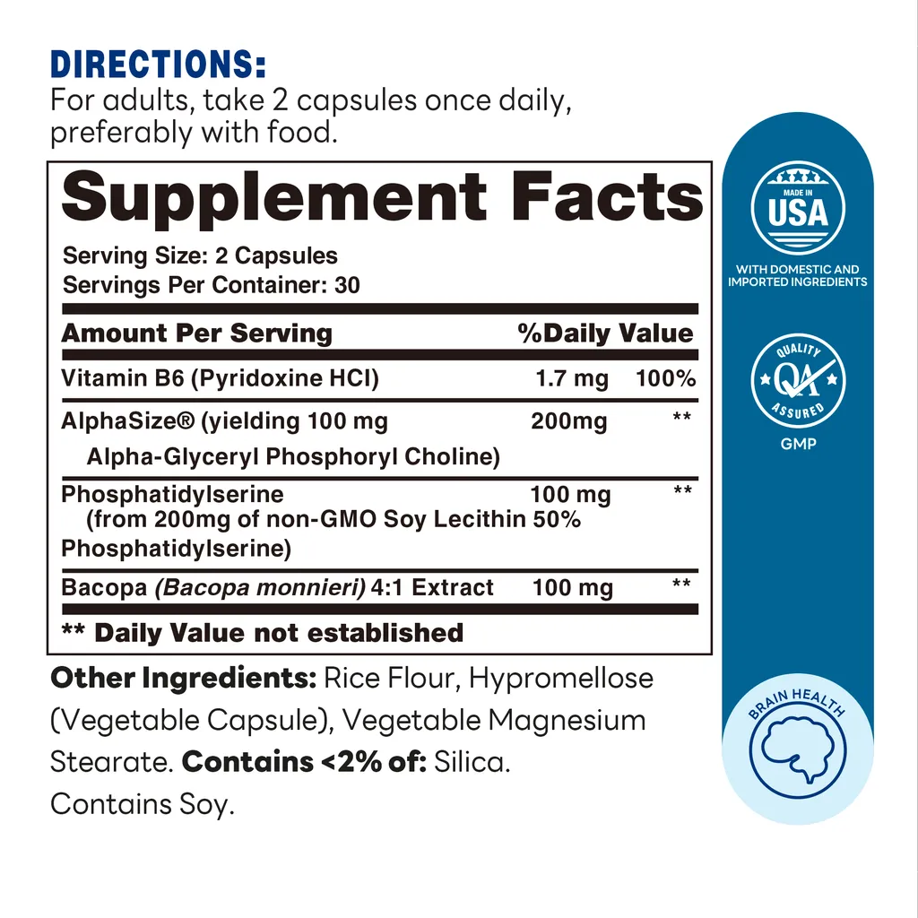 NeuroClear Memory & Focus Capsule | 60ct - Supplement Facts