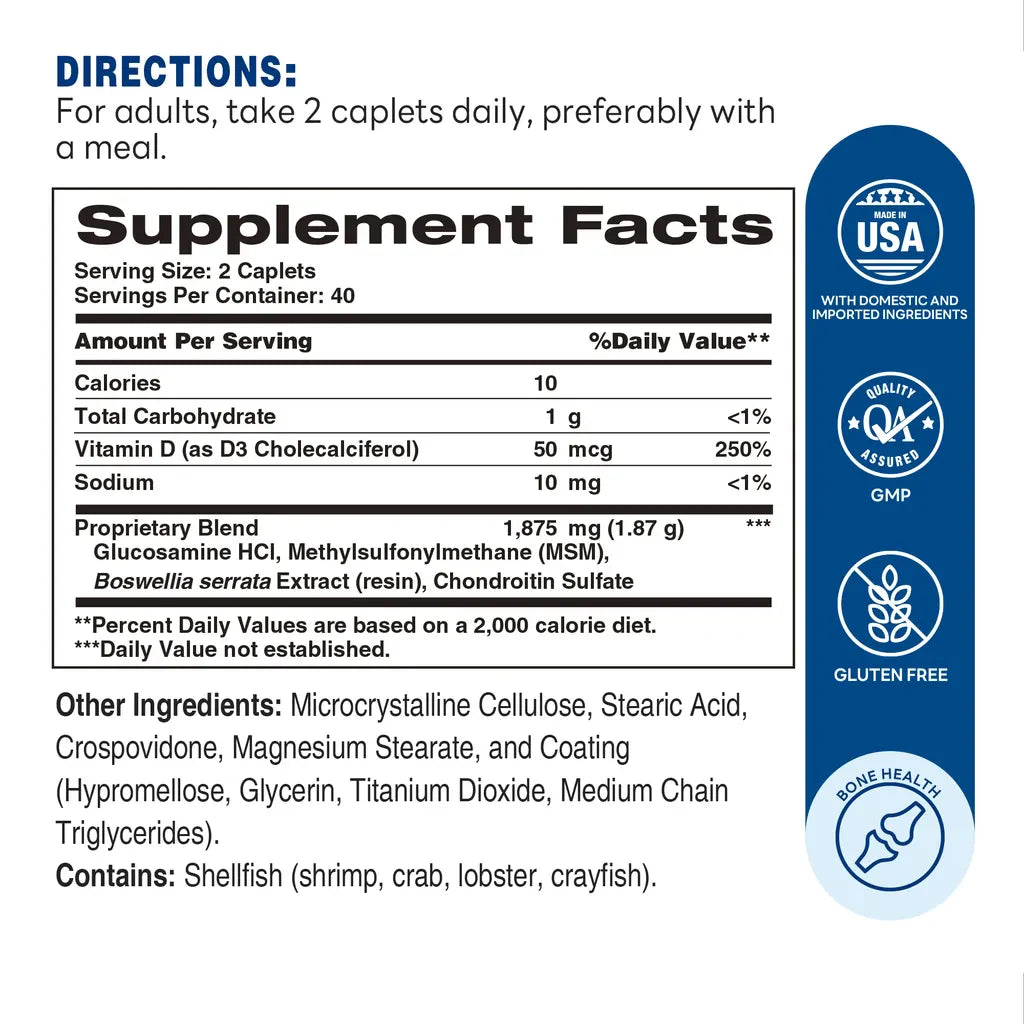 Triple Strength Joint Mover™ with Vitamin D  Caplet | 80ct - Supplement Facts