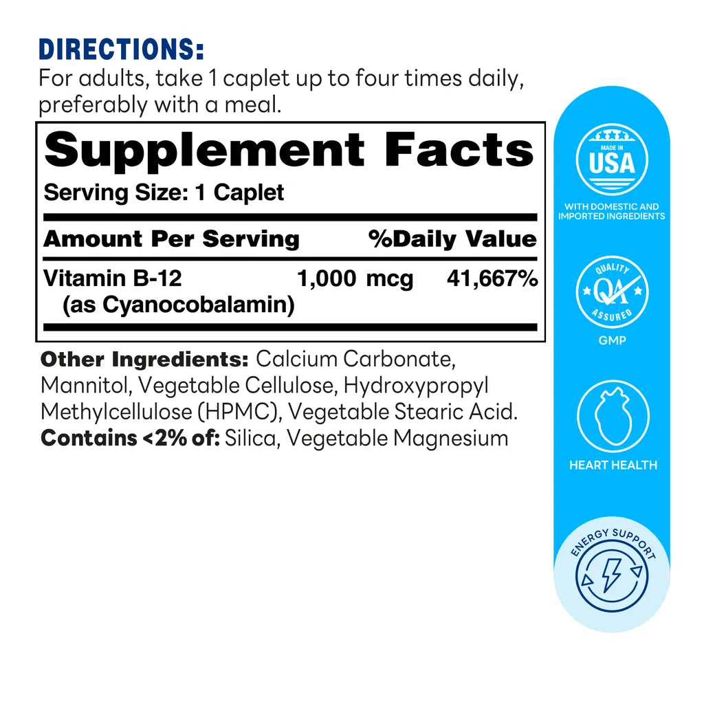 Vitamin B-12 1000 mcg. - Supplement Facts