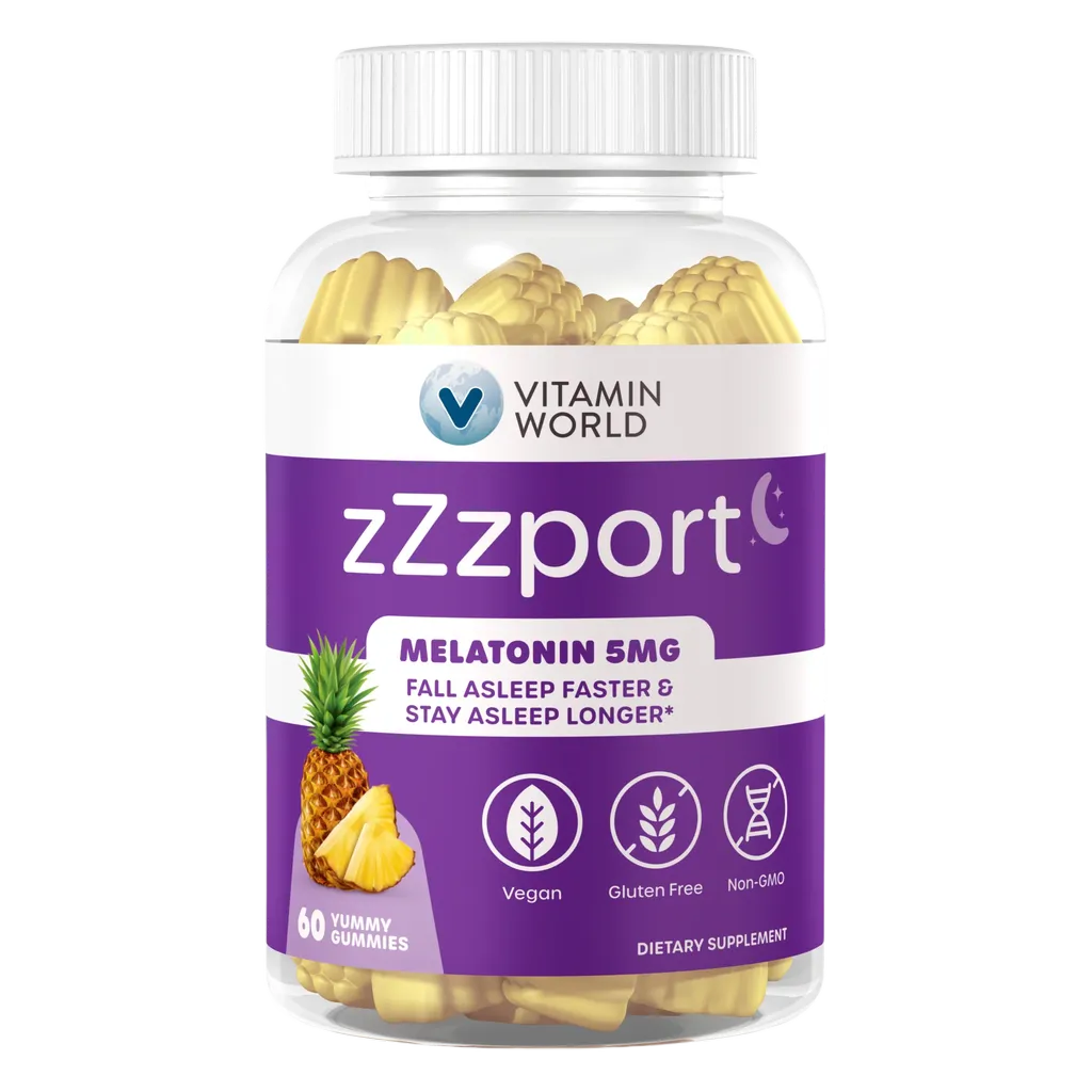 zZzPort Sleep Support Melatonin Gummies - 60 Gummies -  Fall Asleep Faster and Stay Asleep Longer