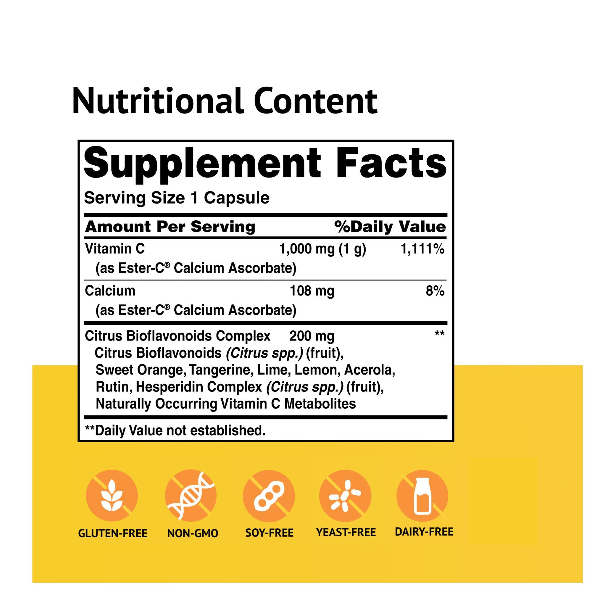 Ester C 1000mg - Supplement Facts